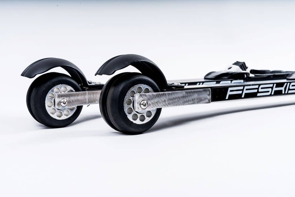 Side view of the FF V-Pro Classic Rollerski pair, highlighting advanced engineering and premium materials for elite performance.