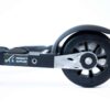 ff-360-flow-skate-roller-ski-closeup-fis-product-supplier-logo.jpg Close-up of FF 360 Flow Skate roller ski showing FIS product supplier logo and recyclable black plastic wheels.