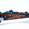 ff-360-flow-skate-roller-ski-orange-branding-black-wheel.jpg FF 360 Flow Skate roller ski showing lightweight frame, orange branding, and recyclable black wheels.