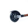 ff-360-flow-skate-roller-ski-salomon-binding-black-wheel-closeup.jpg Close-up of FF 360 Flow Skate roller skis with Salomon bindings and 100% recyclable black plastic wheels.