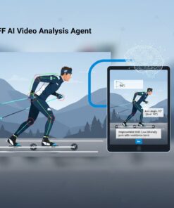FF AI Video Coach: Perfect Your Roller Skiing Technique AI ski technique video analysis — motion tracking overlay on a cross-country skier using the FF Rollerskis AI coach tool