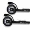 FF Rollerskis Flow Skate 525 Precision Frame Detailed view of FF Rollerskis Flow Skate 525 frame with black wheels and splash guards on a white background.